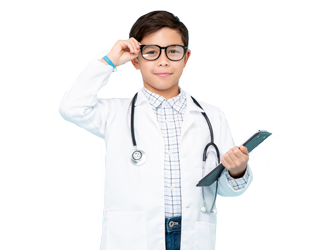 A child dressed up like a doctor