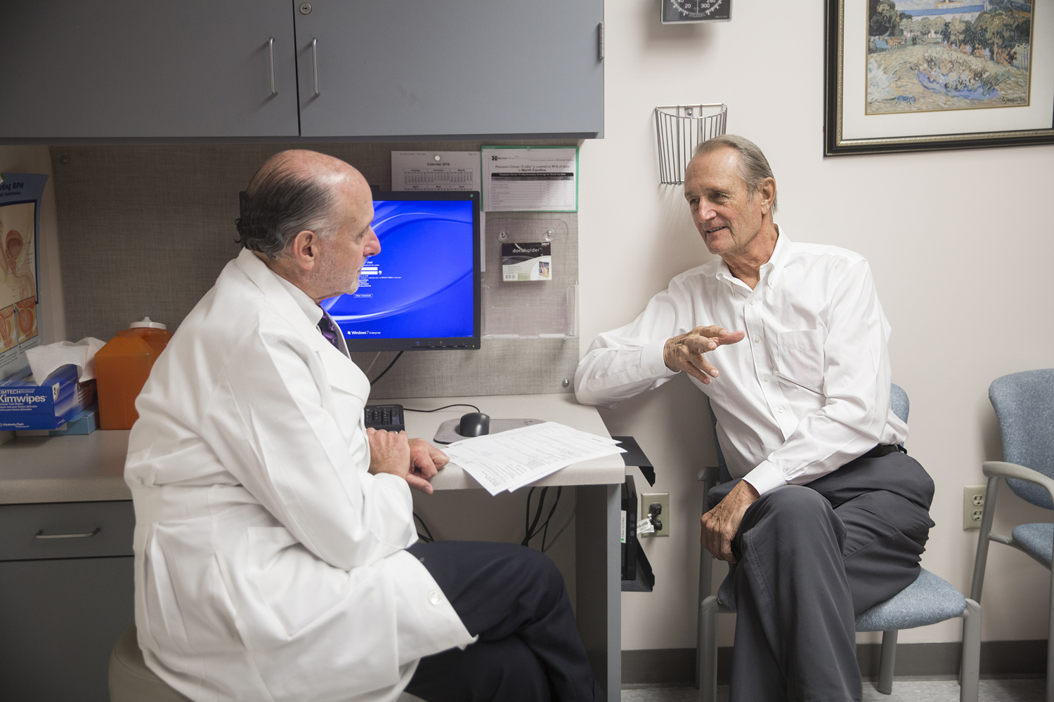 Duke urologist Dr. Glenn Preminger, MD, helps Robert Lontz manage his kidney stone disease