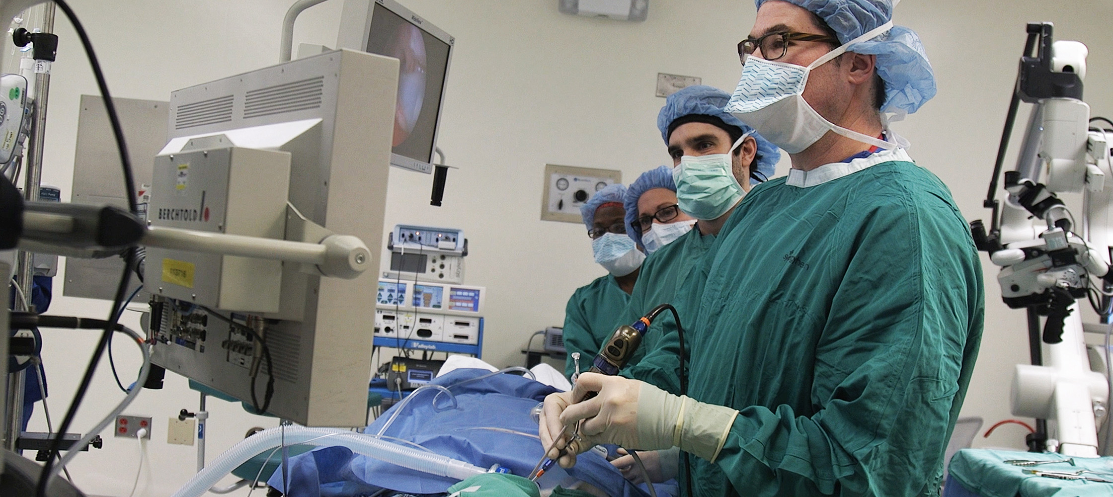 David Kaylie, MD, performs the minimally invasive procedure in the OR, but no overnight stay is required.