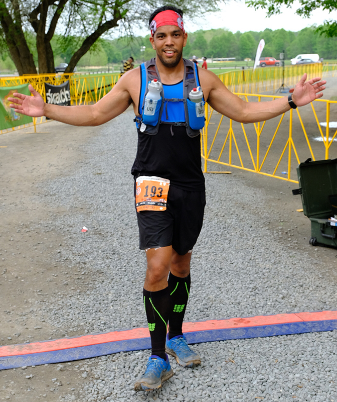 Mendez crosses the finish line