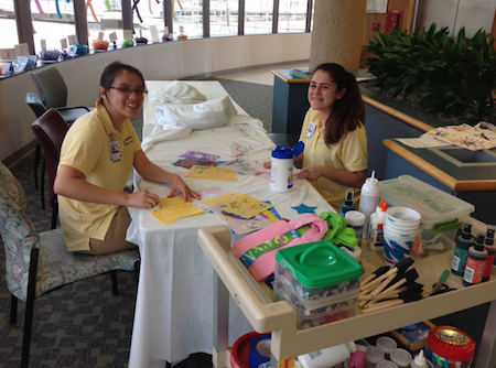 Junior volunteers doing crafts at Duke University Hospital