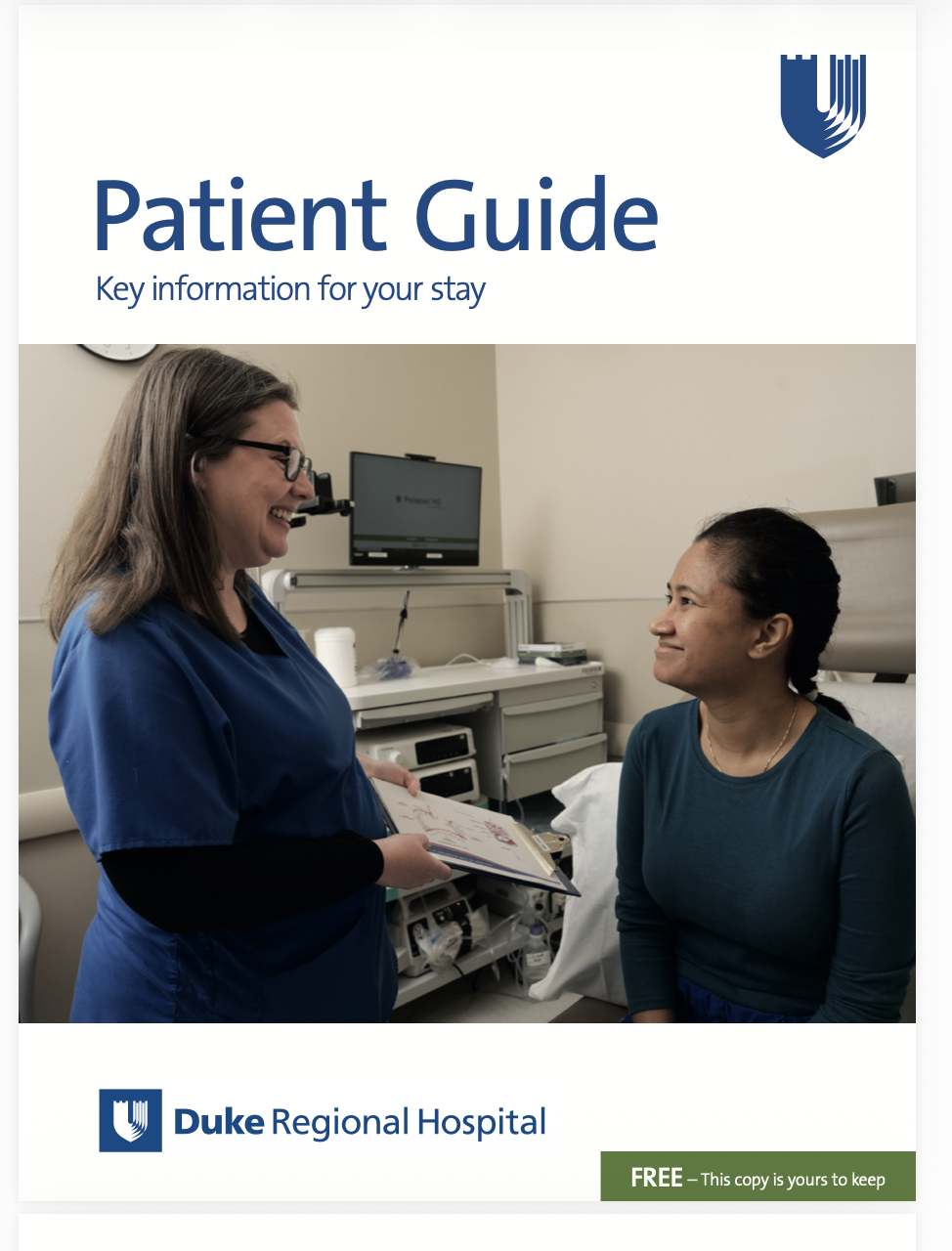 patient guide cover shows provider and patient in conversation