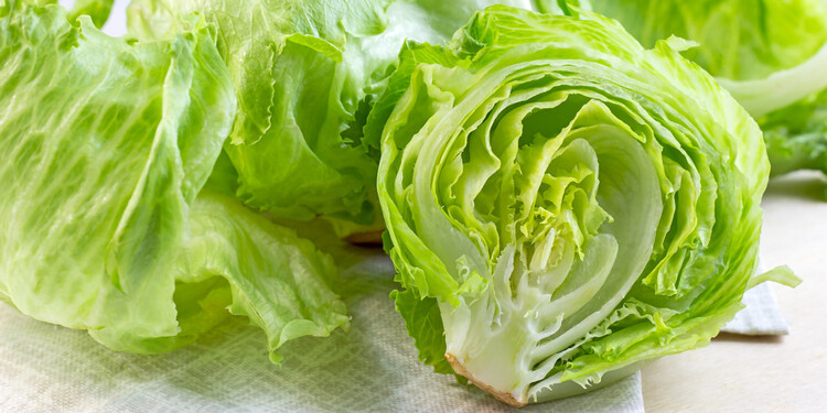 Iceberg lettuce cut in half