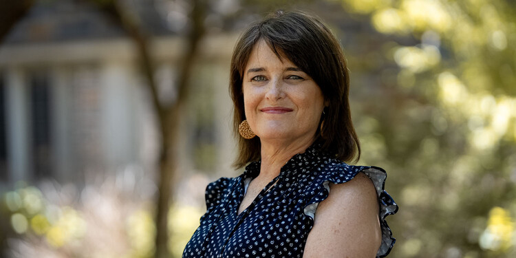 Kim Cable smiles outside Duke University Hospital