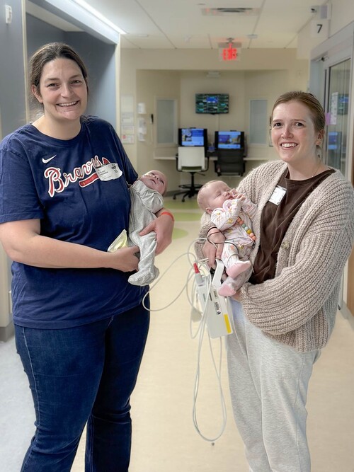 J.R. and Grace in the hospital shortly after their transplants. 