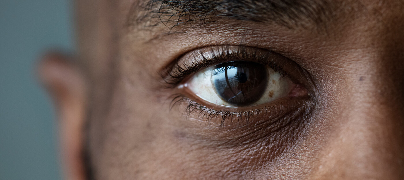 close-up of a man's eye