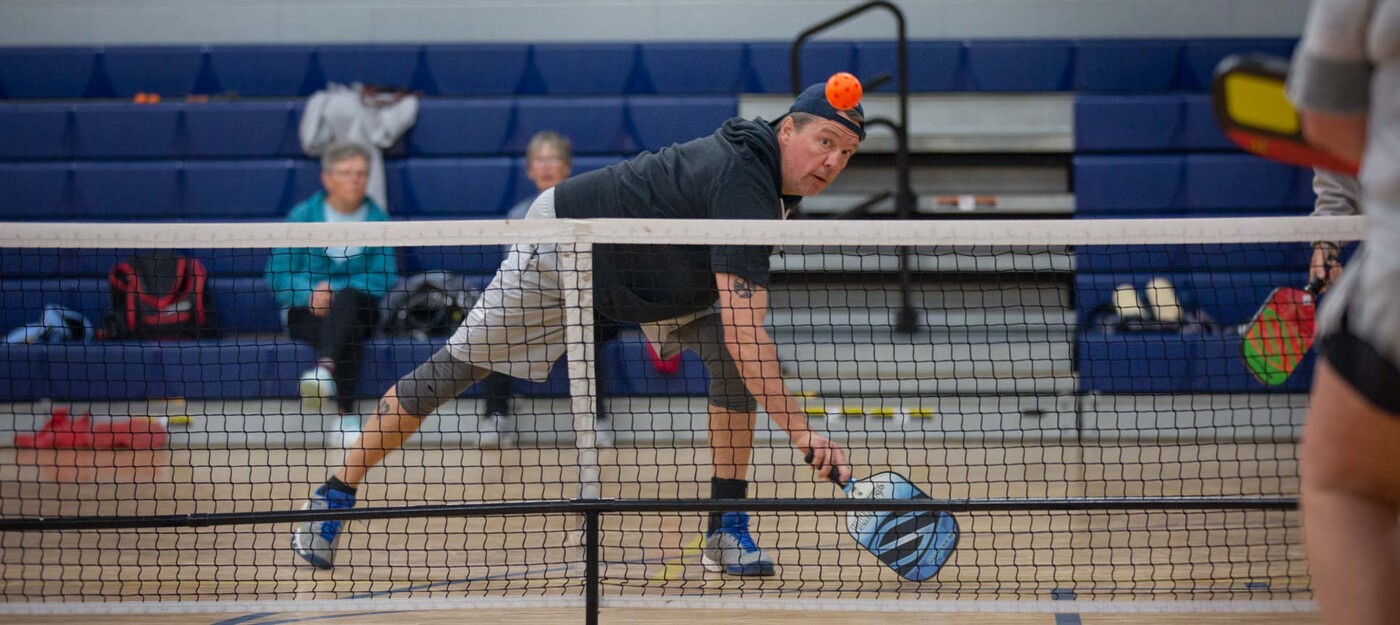 Greg Cox plays pickleball at his local gym in Warrenton, NC.