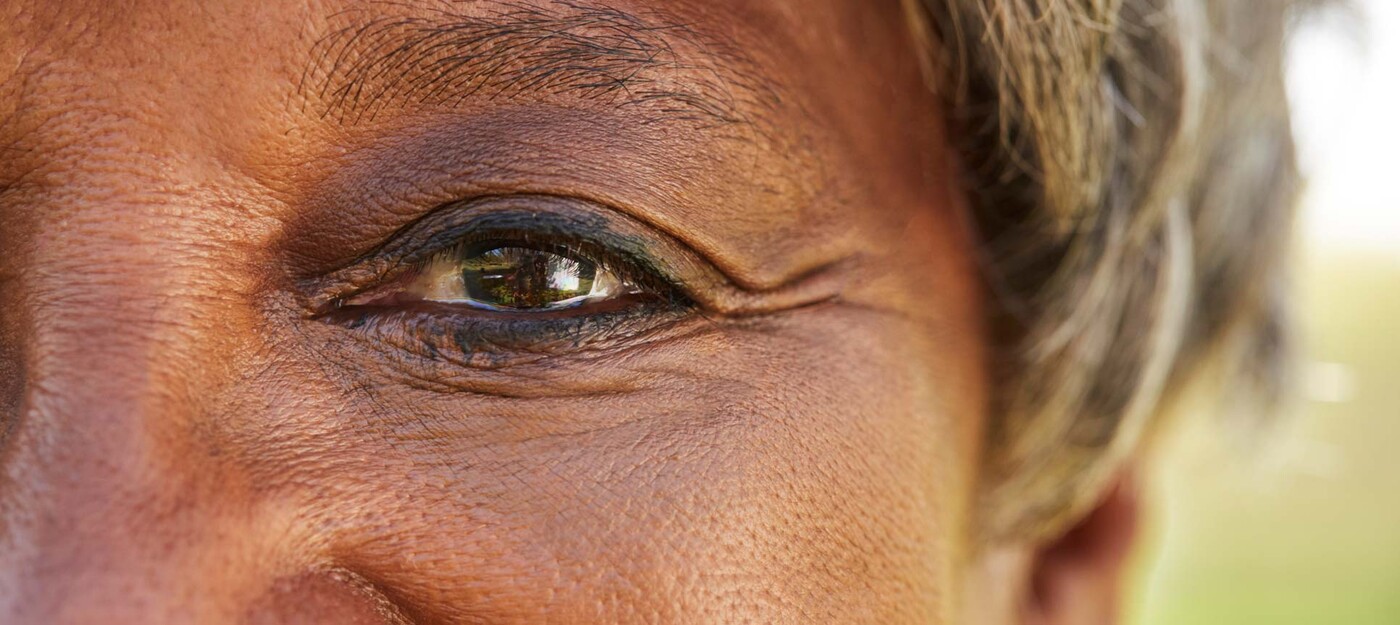 A close-up of a woman's eye