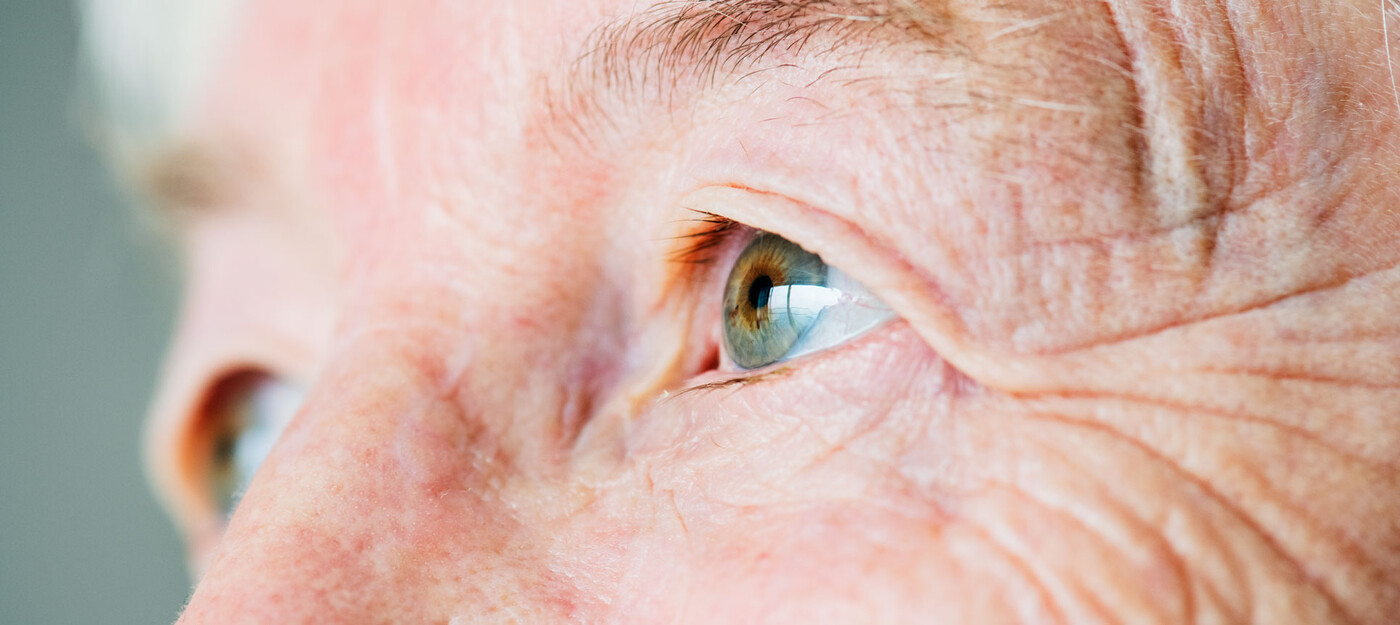 A close-up of a man's eyes