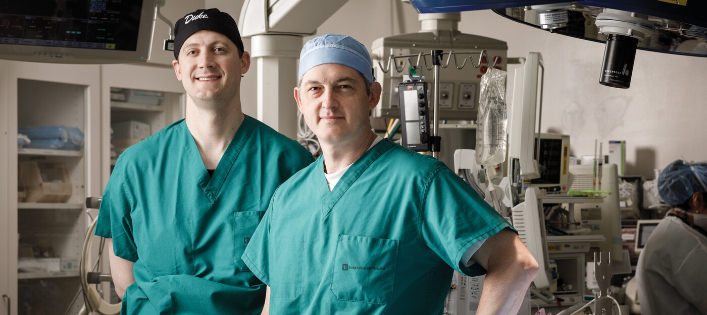 Joseph W. Turek, MD, PhD, chief of pediatric cardiac surgery, is pictured with fellow pediatric heart surgeon Nick Andersen, MD. 