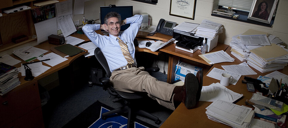 Dr. Lefkowitz in his Duke University office