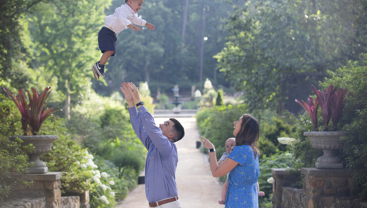 Zarzour family plays at Sarah P. Duke Gardens.