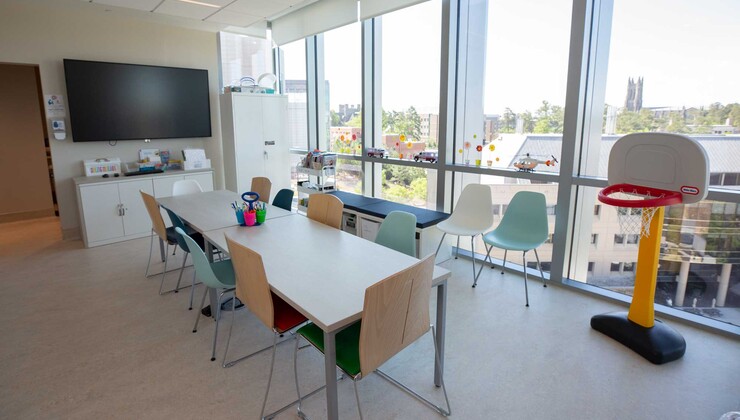 : Una de las salas de actividades infantiles ubicada dentro del hospital Duke Children's.