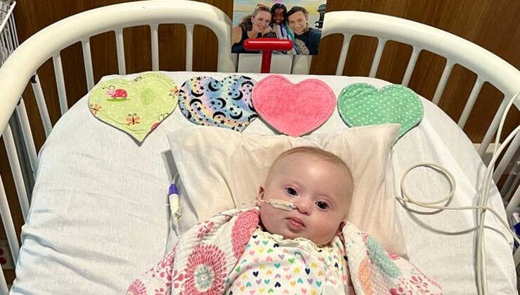 Izabel at 4 months old, with her NG tube, during a hospital readmission.